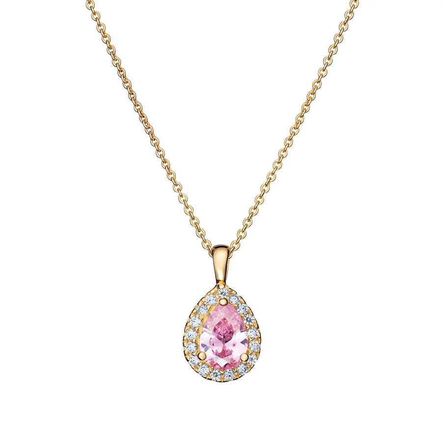 Sterling Silver Cubic Zirconia Pink Teardrop Pendant