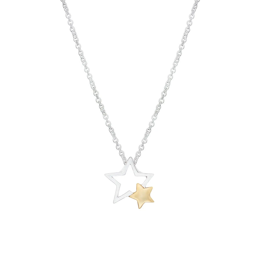 Sterling Silver Two Star Necklace