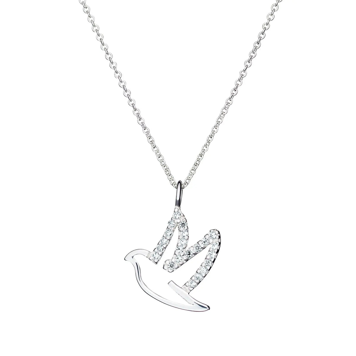 Sterling Silver Cubic Zirconia Bird Necklace