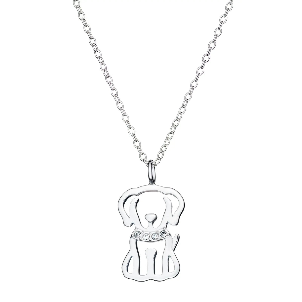 Sterling Silver Cubic Zirconia Puppy Necklace