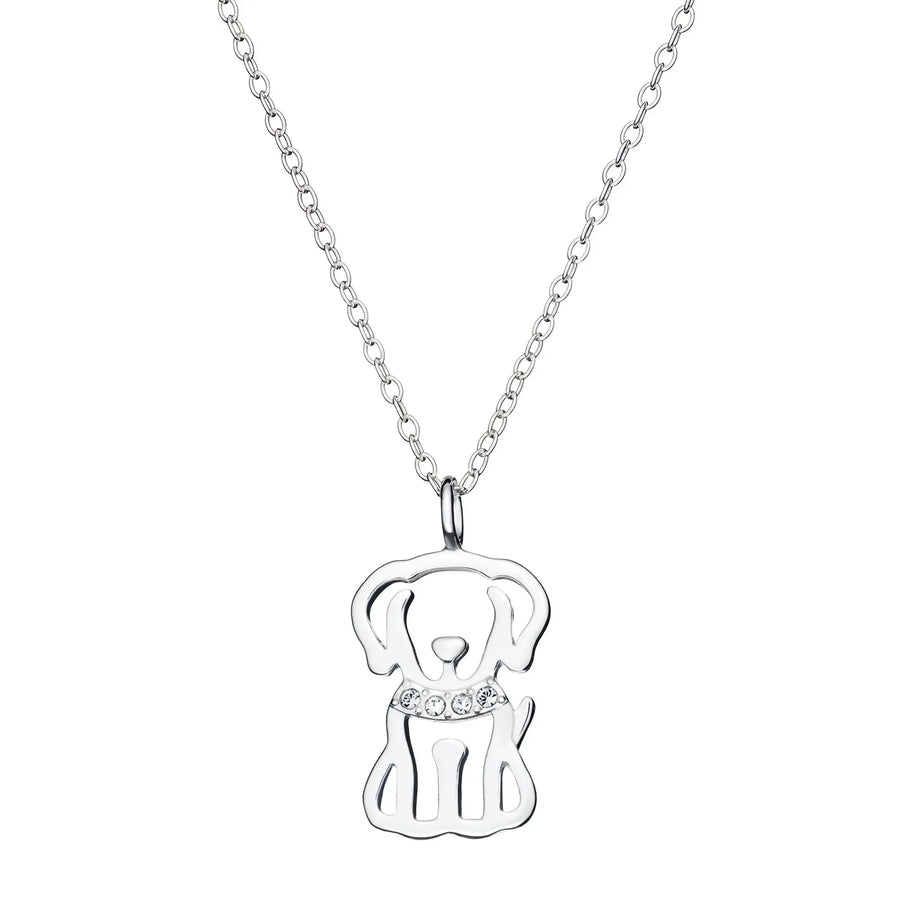 Sterling Silver Cubic Zirconia Puppy Necklace