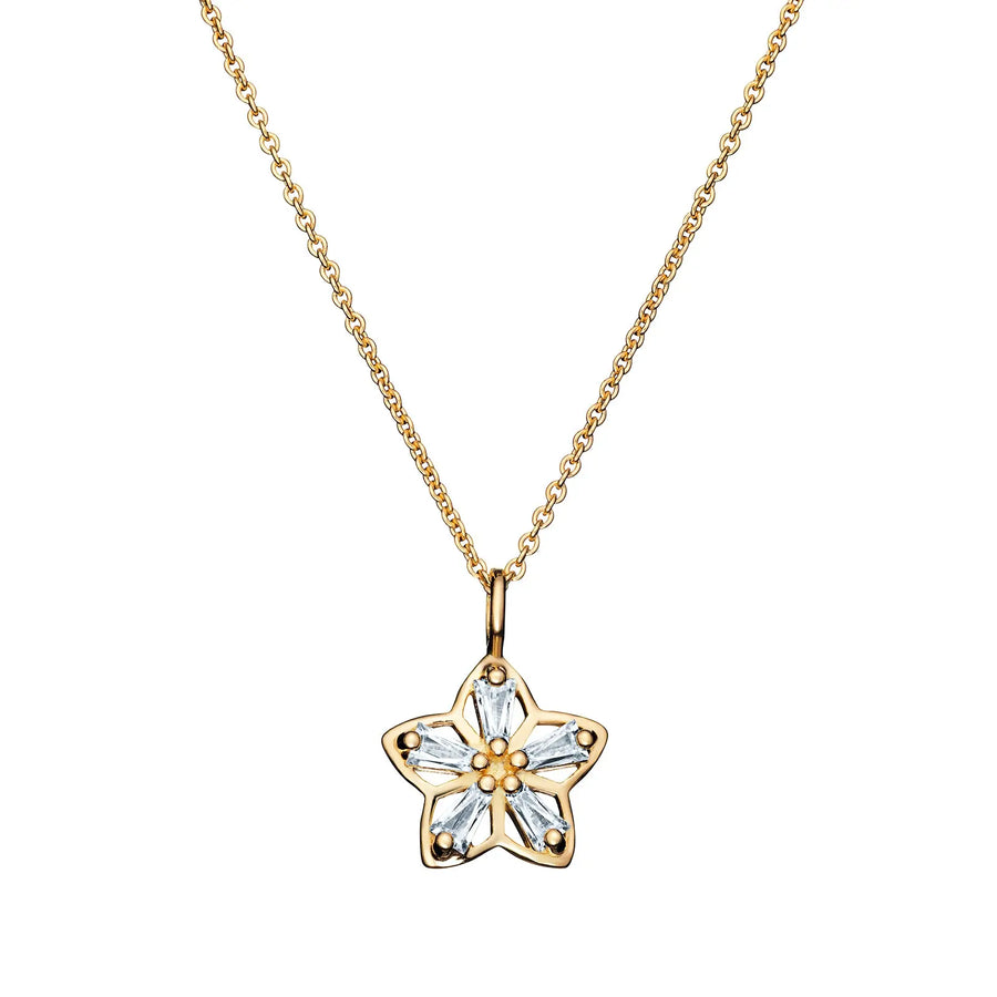 Sterling Silver Gold Plated Cubic Zirconia Flower Necklace