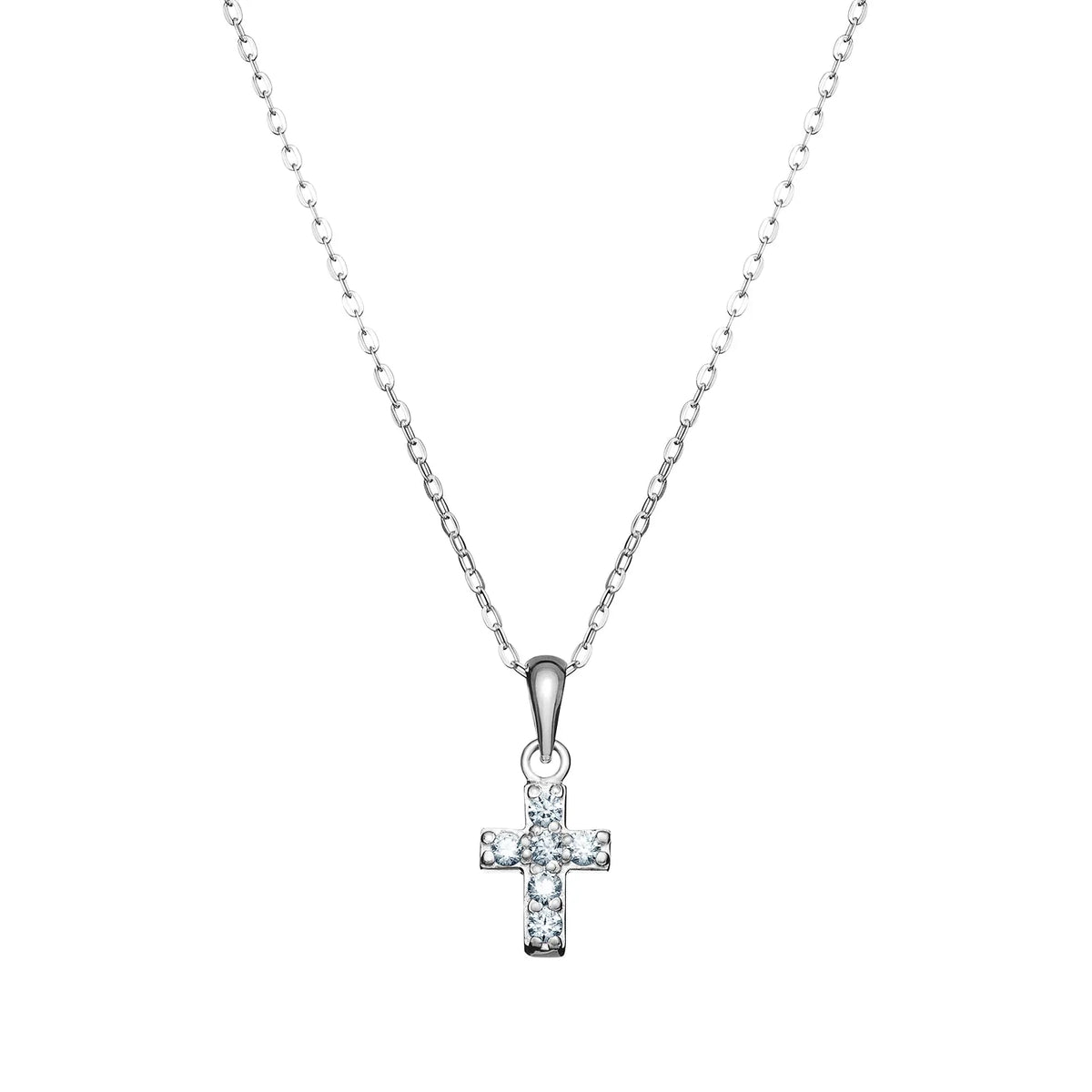 Sterling Silver Cubic Zirconia Cross Necklace