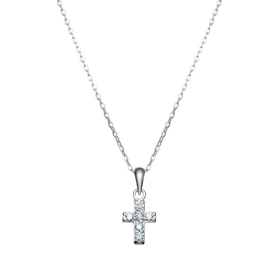 Sterling Silver Cubic Zirconia Cross Necklace