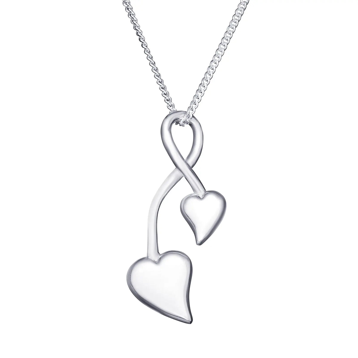Sterling Silver Two Heart Necklace