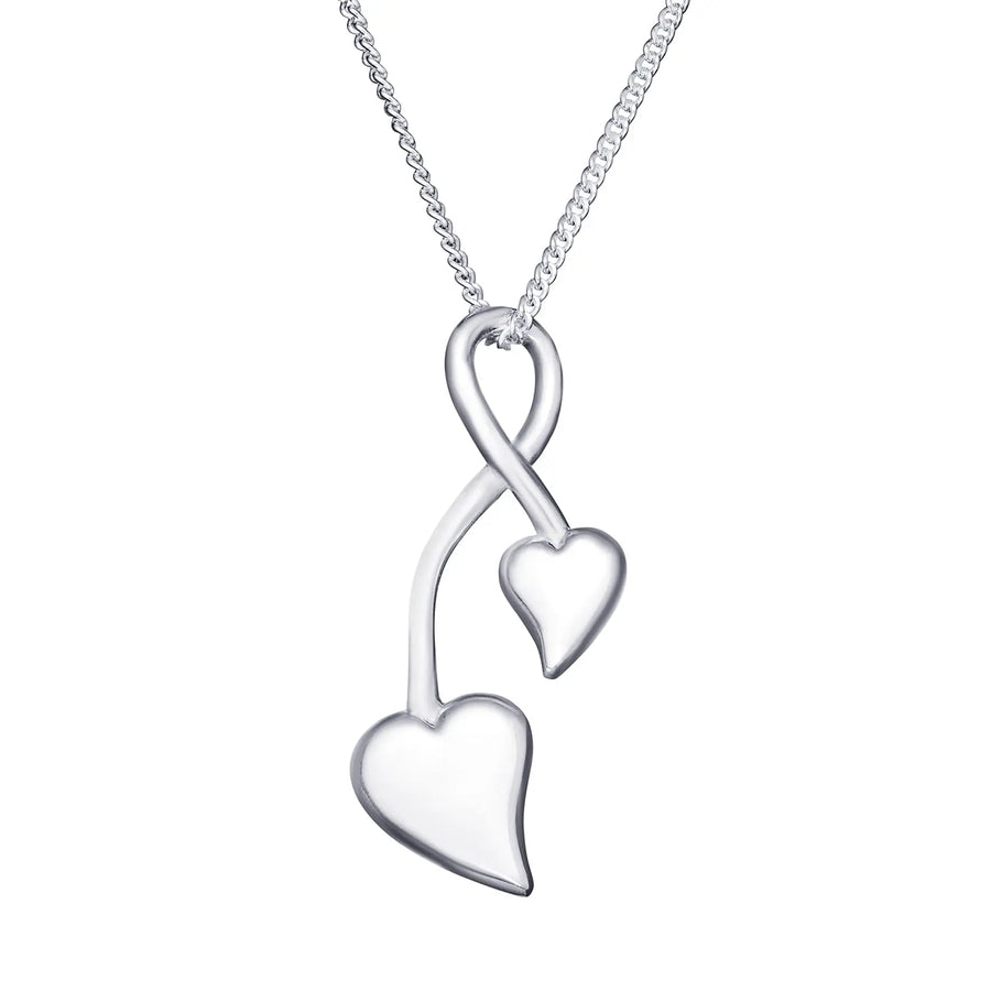 Sterling Silver Two Heart Necklace