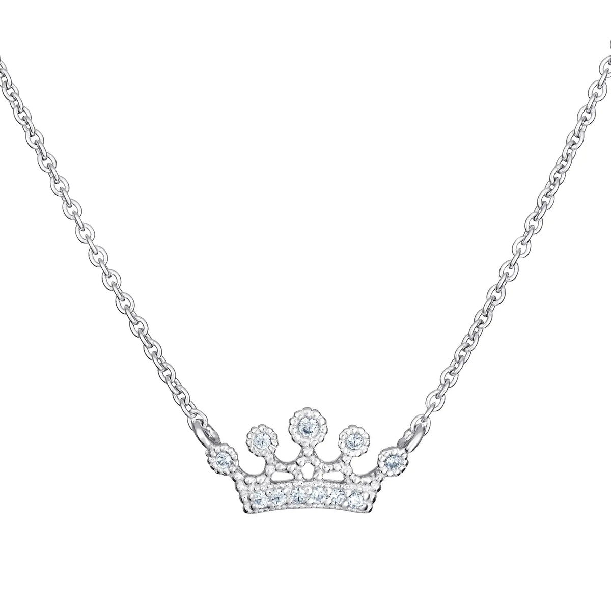 Sterling Silver Cubic Zirconia Crown Necklace