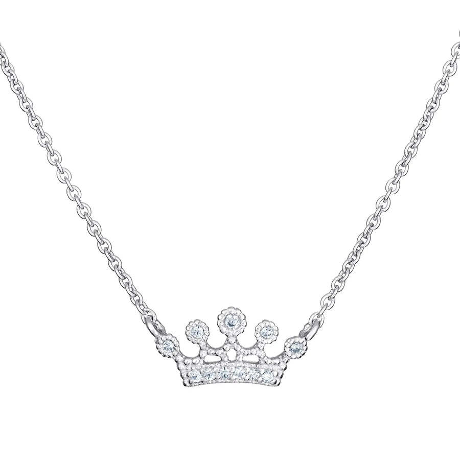 Sterling Silver Cubic Zirconia Crown Necklace