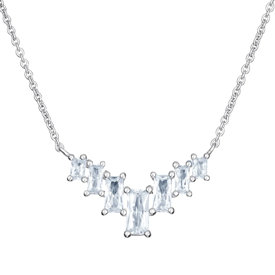 Sterling Silver Rose Plated Cubic Zirconia Necklace