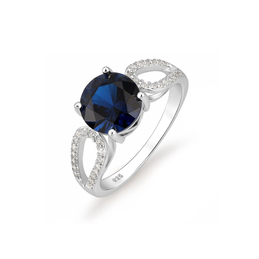 Sterling Silver Cubic Zirconia Classic Sapphire Ring