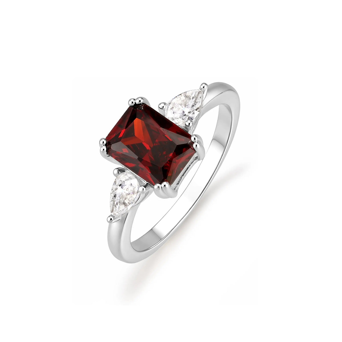 Sterling Silver Cubic Zirconia Garnet Ring – SR002C