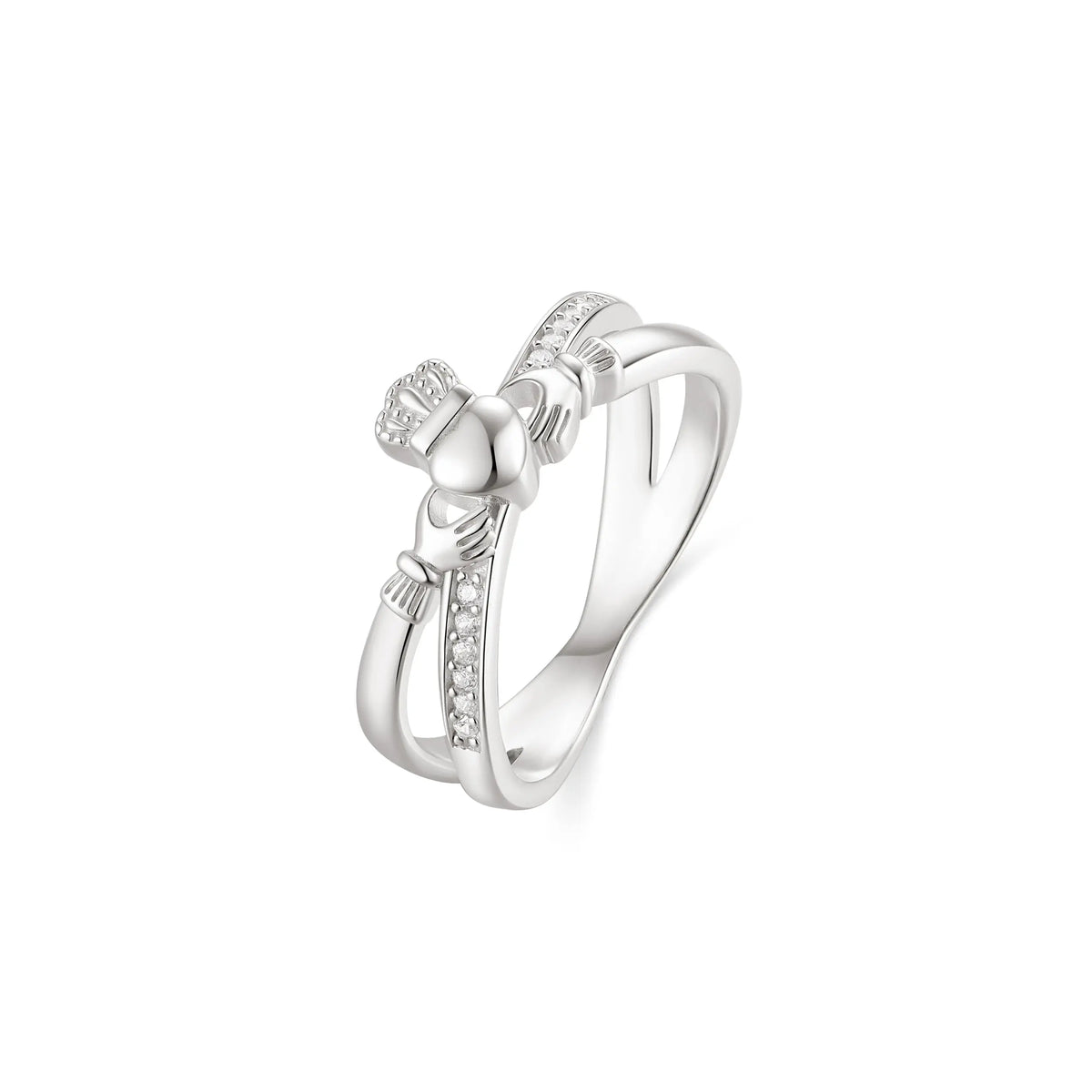 Sterling Silver Cubic Zirconia Claddagh Ring