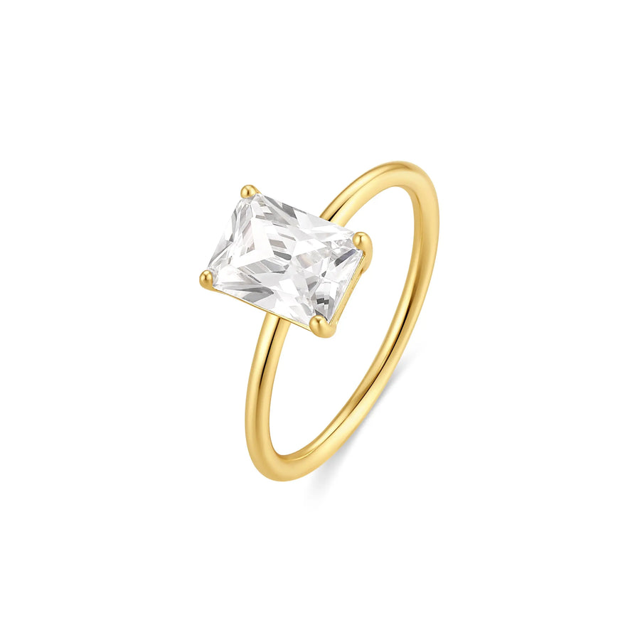 Sterling Silver Cubic Zirconia Gold Plated Ring – SR032D