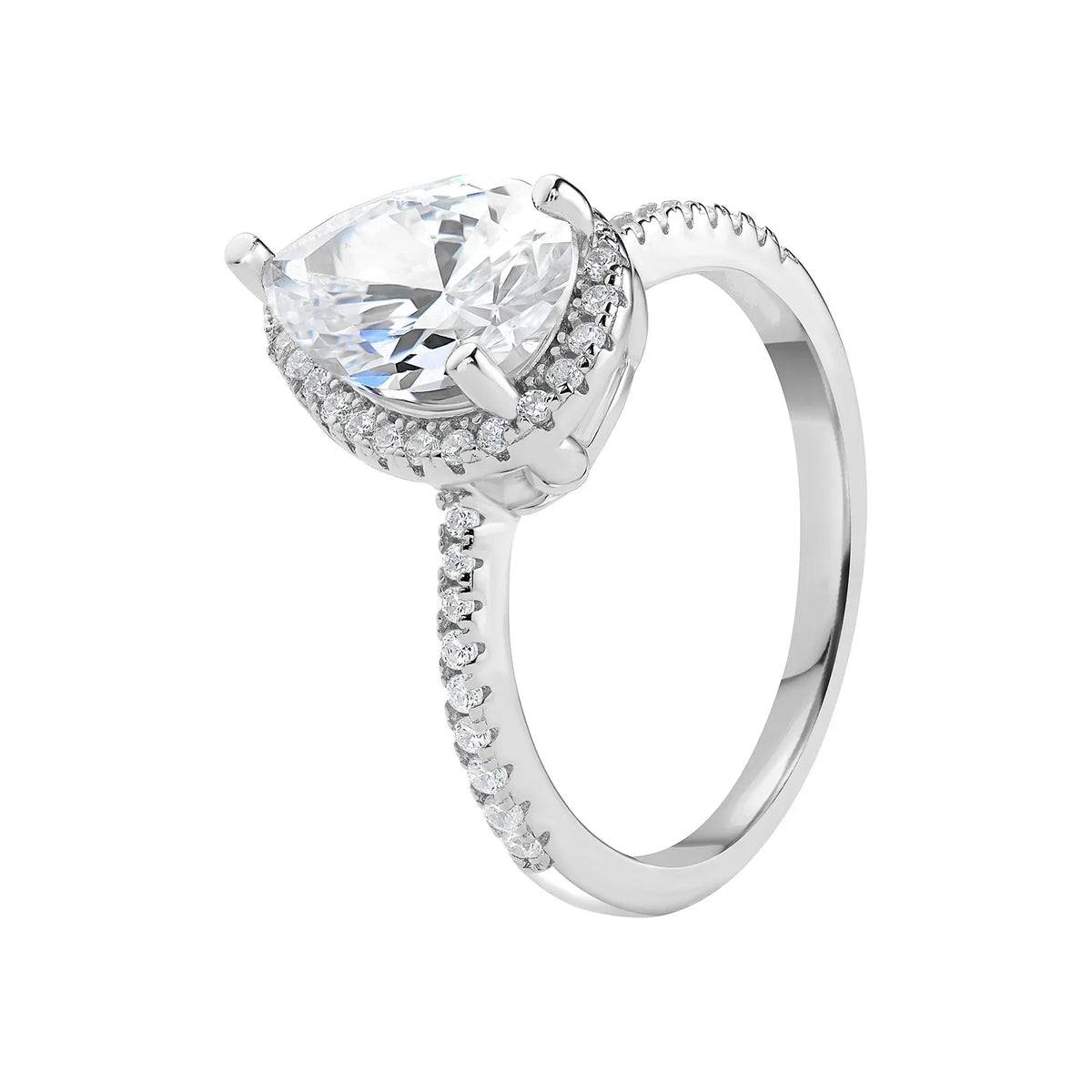 Sterling Silver Cubic Zirconia Pear Shape Ring