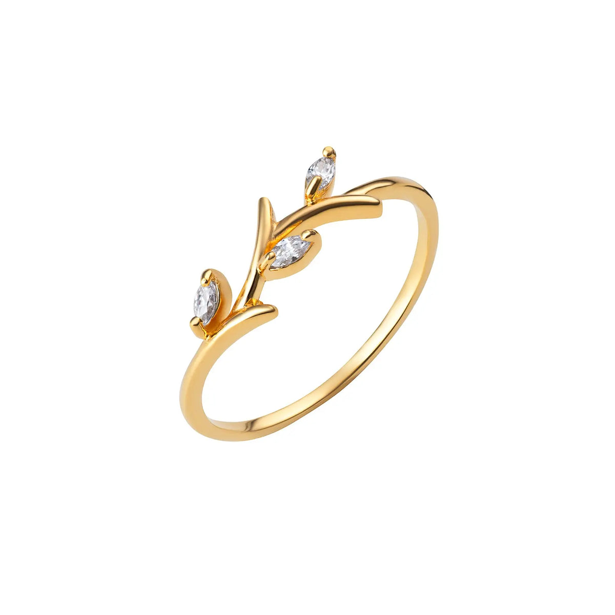 Sterling Silver Cubic Zirconia Leaf Ring