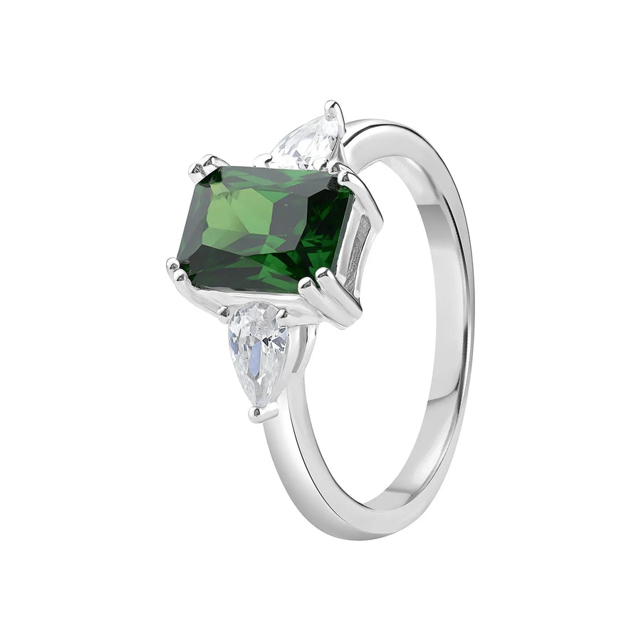Sterling Silver Cubic Zirconia Emerald Ring – SR086A