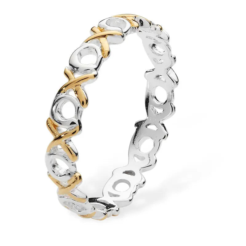Sterling Silver With Gold Plating XOXO Ring