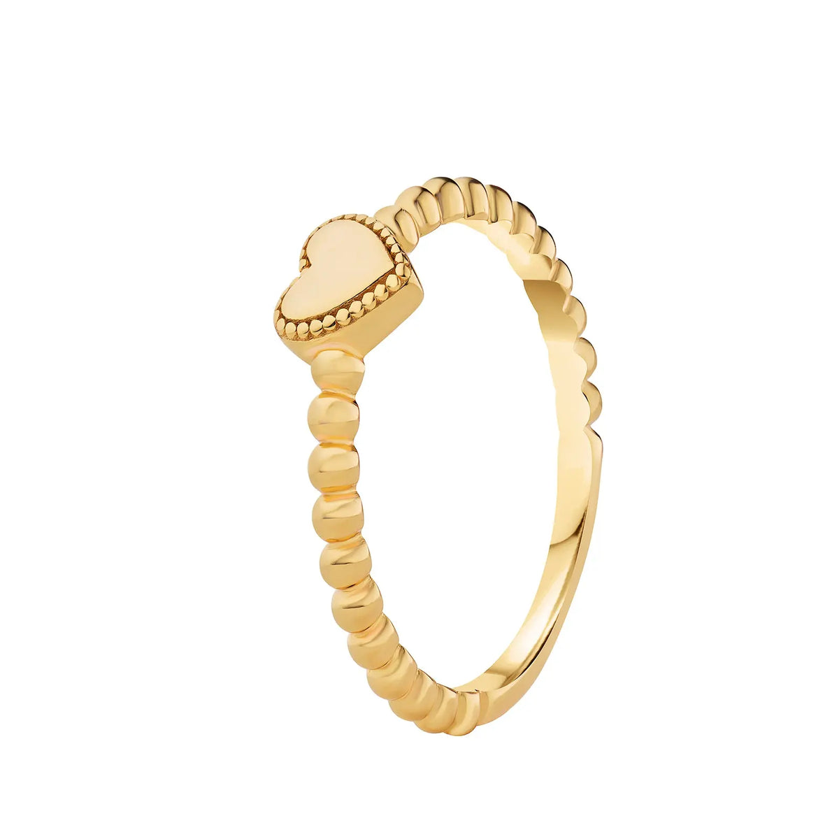 Sterling Silver Gold Plated Beaded Heart Ring