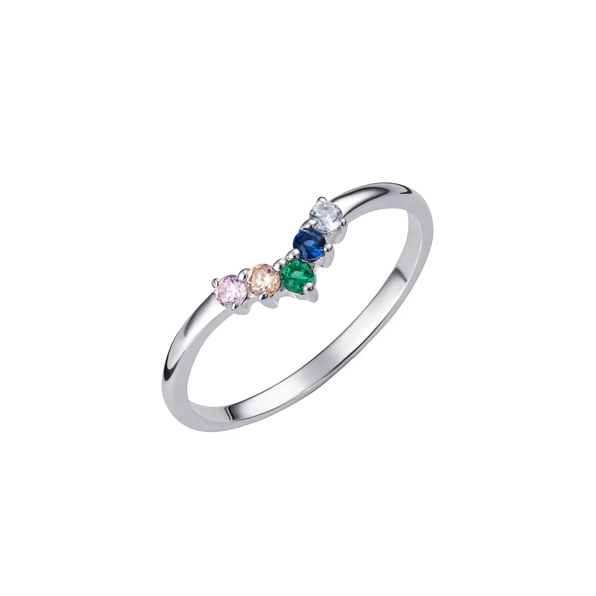Sterling Silver Cubic Zirconia Wishbone Ring
