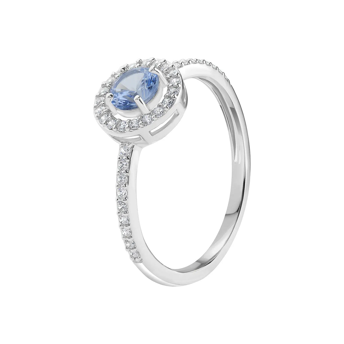Sterling Silver Cubic Zirconia Blue Spinel Ring