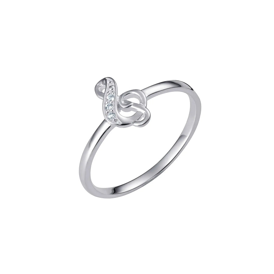 Sterling Silver Cubic Zirconia Music Cleft Ring