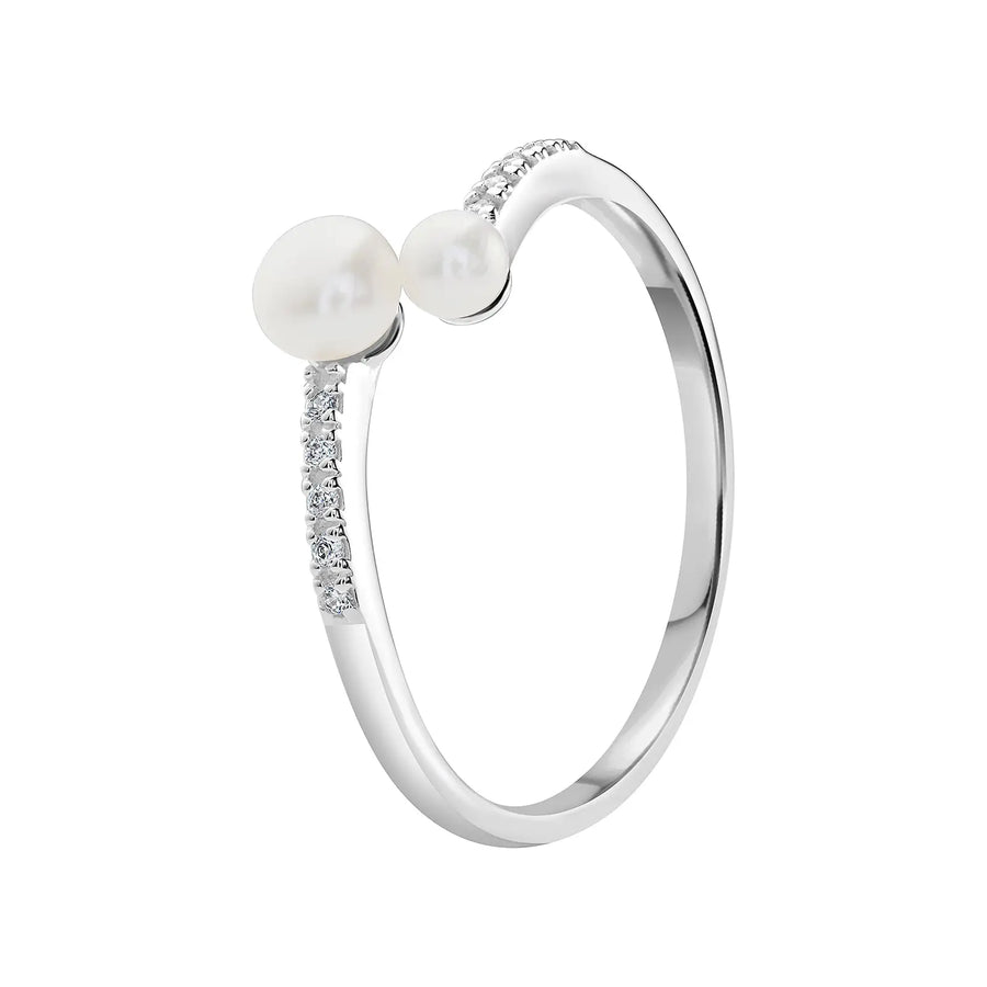 Sterling Silver Cubic Zirconia Pearl Ring