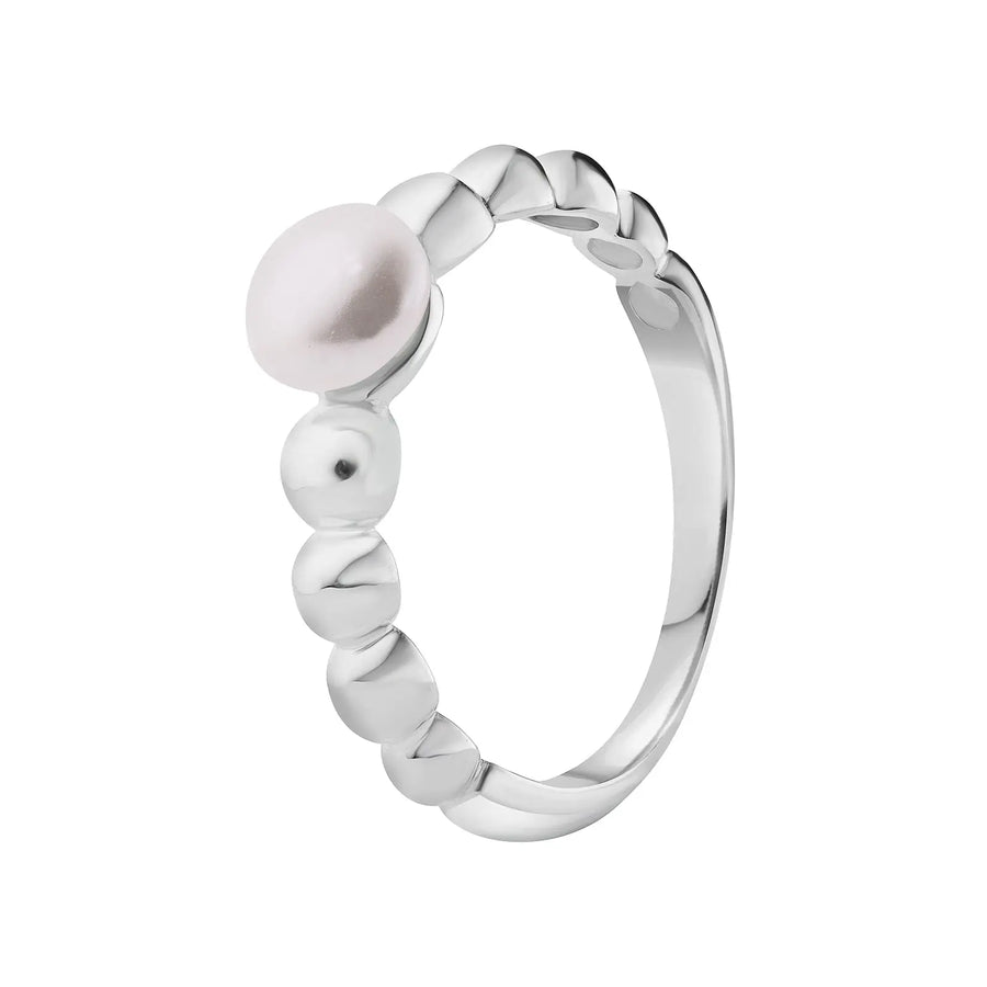 Sterling Silver Beaded Pearl Ring
